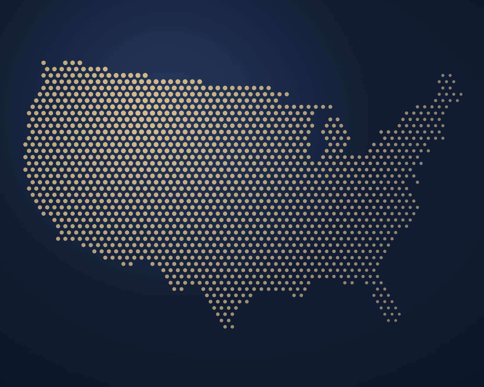 Dot map of the contiguous United States